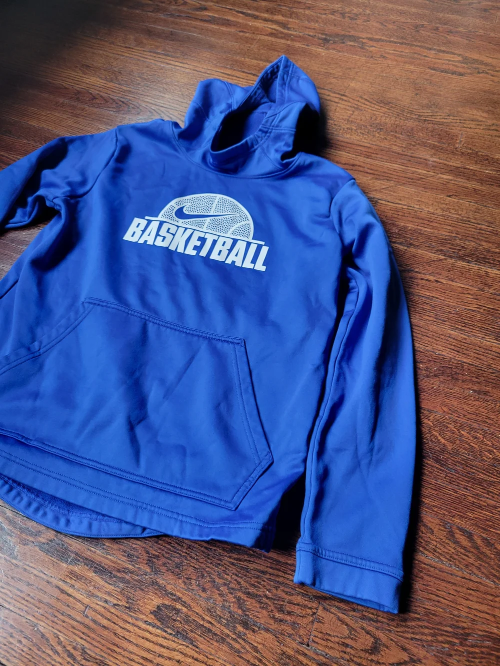 Nike Basketball Boys Blue White Hoodie Sweatshirt XL Activewear Dri Fit